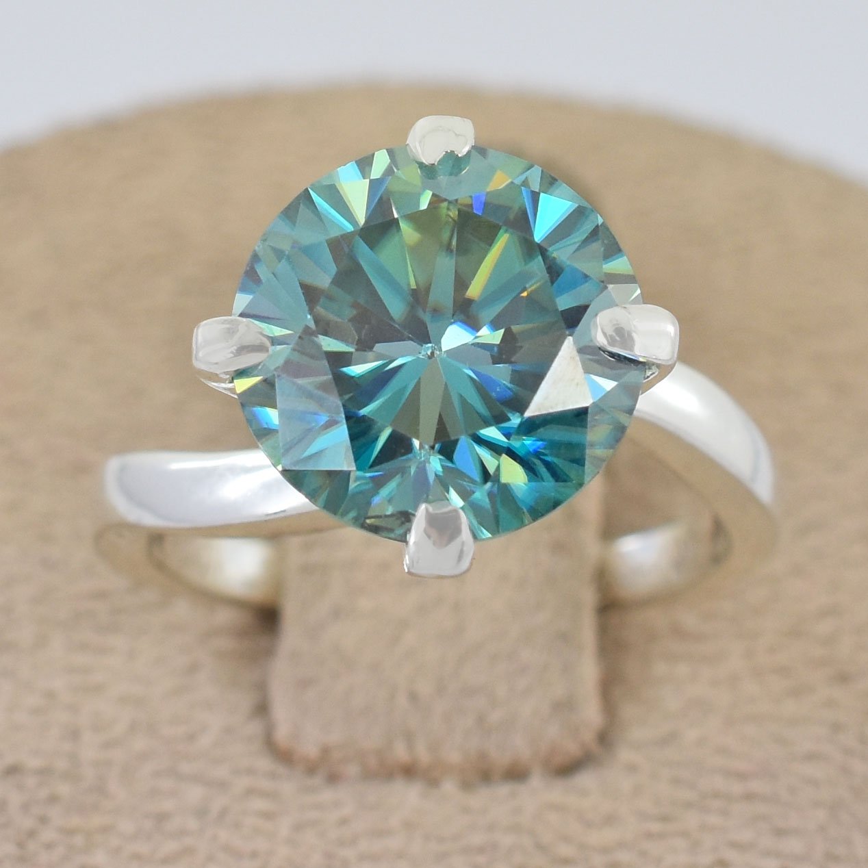 5.40 Ct Lab Created Blue Diamond Ring, Amazing Shine & Luster. Gift For Love - Image 8