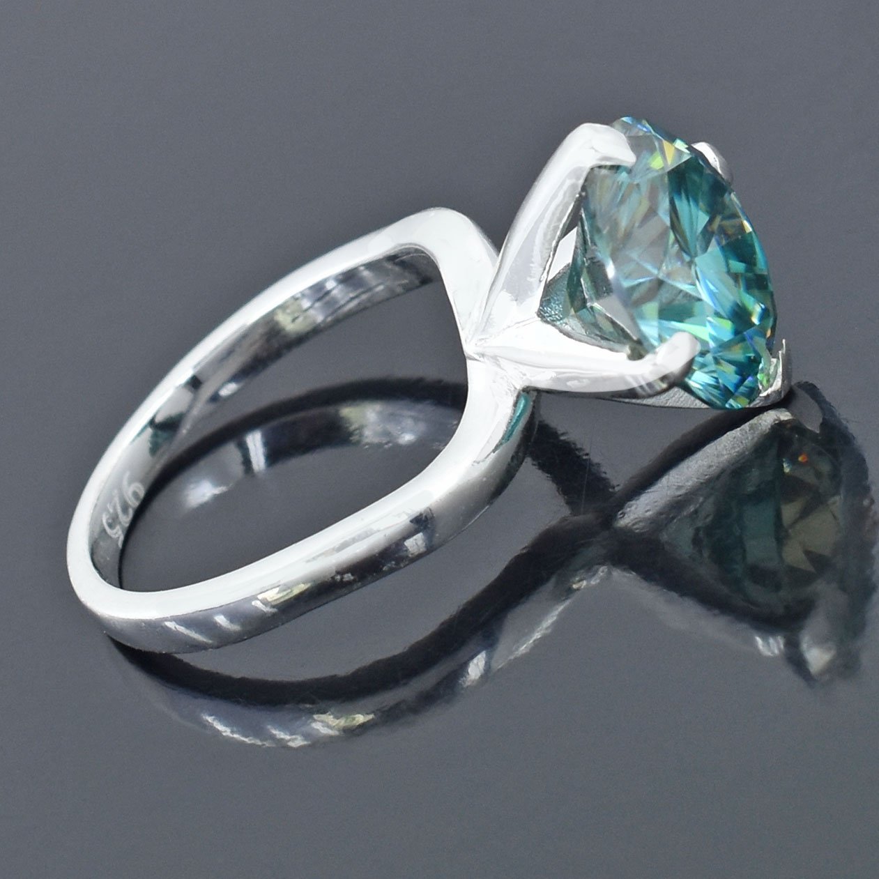 5.40 Ct Lab Created Blue Diamond Ring, Amazing Shine & Luster. Gift For Love - Image 9