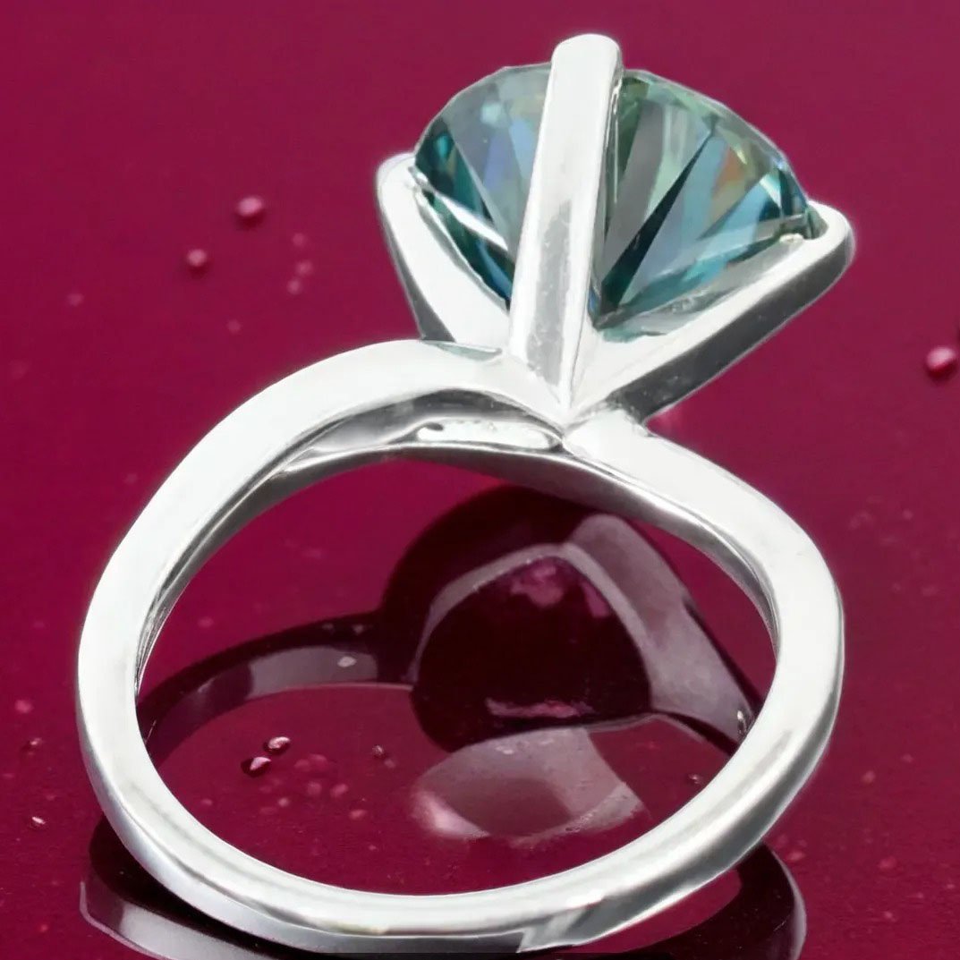 5.40 Ct Lab Created Blue Diamond Ring, Amazing Shine & Luster. Gift For Love - Image 4