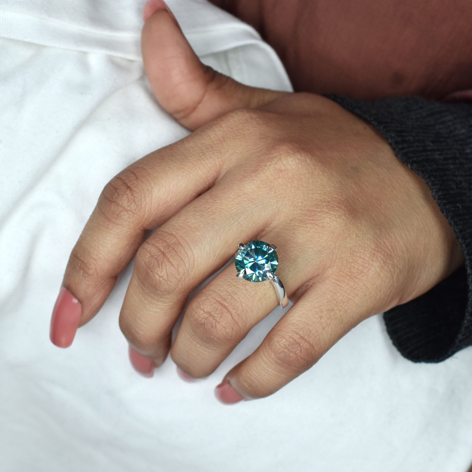 5.40 Ct Lab Created Blue Diamond Ring, Amazing Shine & Luster. Gift For Love - Image 2