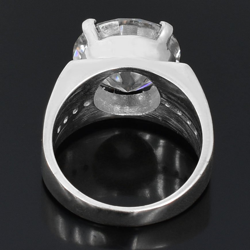 Rare 10Ct Lab Created Brilliant Cut White Diamond Men's Ring, Great Shine & Luster. Heavy Ring - Image 5